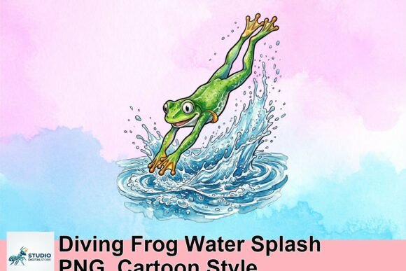 Download Diving Frog Water Splash PNG, Cartoon Style - Premium Resources