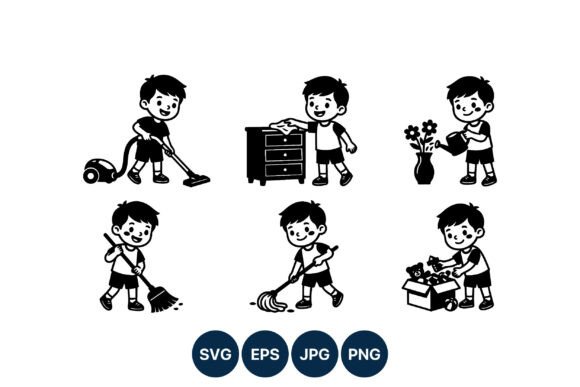 Download Boy Doing Household Chores Vector - Chores Collection