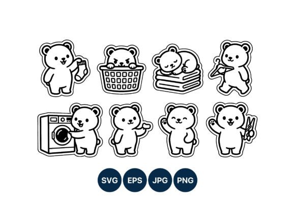 Download Cute Bear House Chores Vector Art - Chores Collection