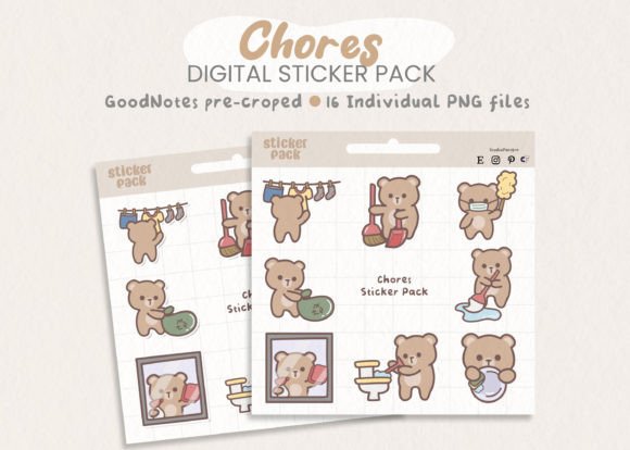 Download Chores Bear Digital Sticker Pack - Chores Collection