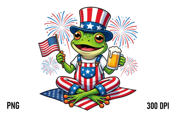 Download Funny Patriotic Frog USA PNG Design - Premium Resources